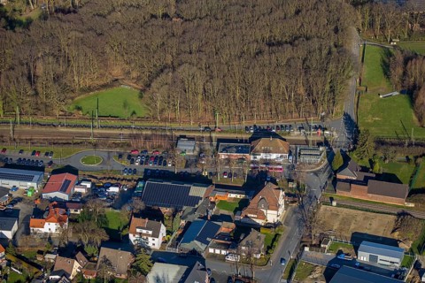 Aerial view, Hamm-Bockum-Hövel railway station, Hamm, Ruhr area, North Rhine-Westphalia, Germany,