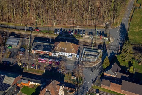 Aerial view, Hamm-Bockum-Hövel railway station, Hamm, Ruhr area, North Rhine-Westphalia, Germany,