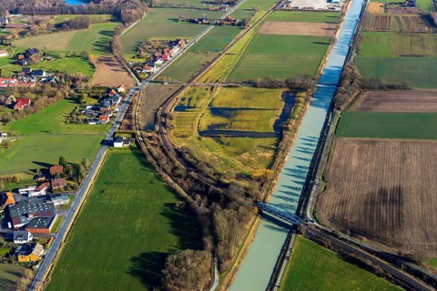 Aerial view, Living and living, Alter Uentroper Weg, Datteln-Hamm-Kanal, Haaren, Hamm, Ruhr area,