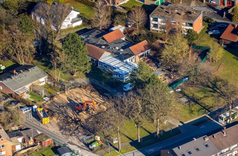 Aerial view, building area An der Uentroper Kirche, Uentrop, Hamm, Ruhr area, North