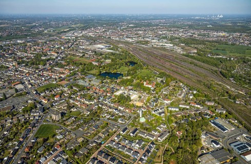 Aerial view, overview Hammer Westen, Wilhelmstraße, Hamm, Ruhr area, North Rhine-Westphalia,
