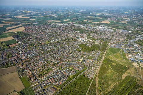 Aerial view of Bockum-Hövel, Hamm, Ruhr area, North Rhine-Westphalia, Germany, Düsseldorf, DE,