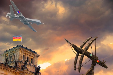 Symbolic image, Putin and Ukraine war, Russian drones over Germany and the EU, defense with