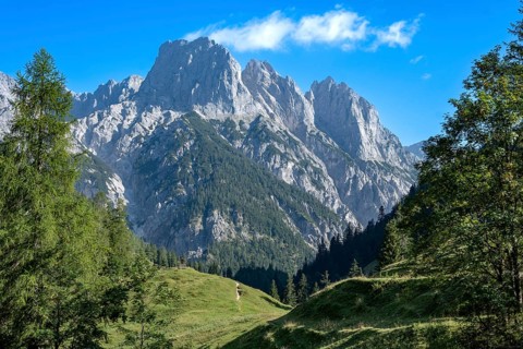 View from Bindalm to the peaks of the Reither Alm with Stadelhorn and Mühlsturzhorn, Berchtesgaden