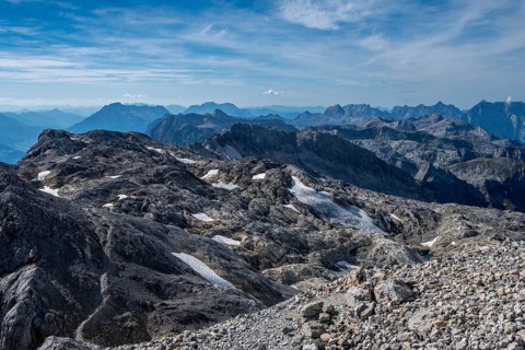 View from the summit of the Hochkönig of the Berchtesgaden Alps with Steinernem Meer and Watzmann,