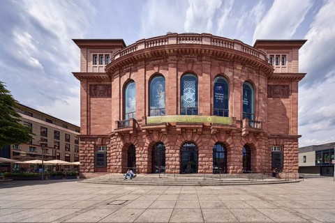 Staatstheater Mainz, theatre, philharmonic, court builder Georg Moller, entrance area, staircase,