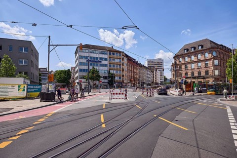 Traffic area, road construction, barriers, road, square, general architecture, tram tracks,