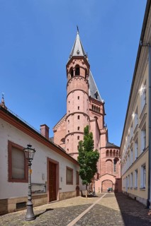 Mainzer Cathedral, St. Martin Cathedral, general architecture, houses, lantern, street made of