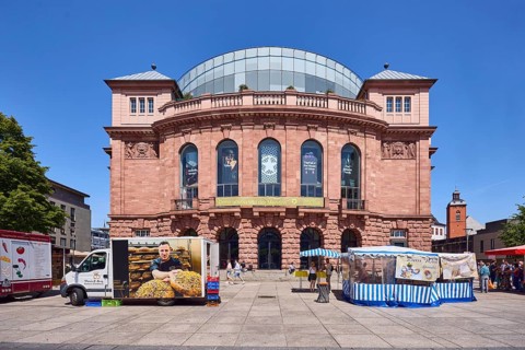 Mainz State Theatre, Philharmonic, Theatre, Hofbaumeister Georg Moller, lantern, weekly market