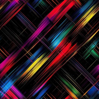 Abstract digital art featuring vibrant, intersecting neon lines creating a geometric pattern,