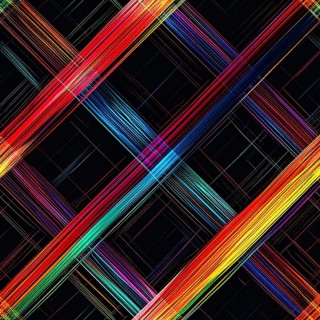 Abstract digital art featuring vibrant, intersecting neon lines creating a geometric pattern,