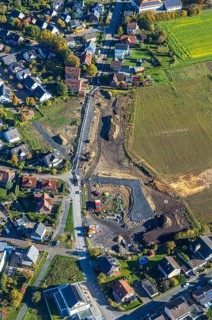 Aerial view, construction site on the corner of Bimbergsheide, Üntrop, Hamm, Ruhr region, North