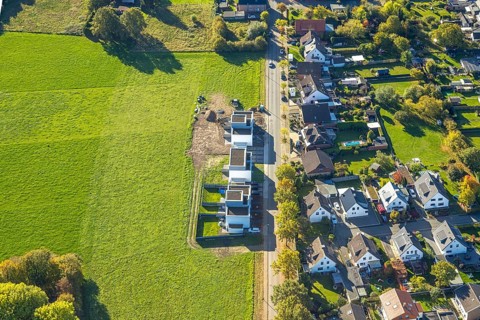 Aerial view, Wieland-Carree, construction site with new residential development on Wielandstraße,