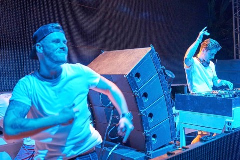 EDITORIAL and NEWS ONLY, MC Tjen next to DJ Ravitez (Chico de Reus) at Starbeach events festival
