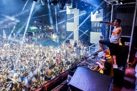 EDITORIAL and NEWS ONLY, rare moment of joint DJ back to back performance of edm dance music DJ