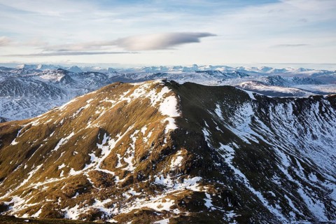 The mountain Meall Corranaich, a Munro, viewed from Ben Lawers, Perthshire, Scotland, United