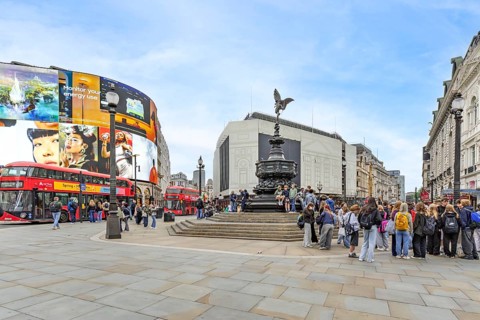 London, United Kingdom - 15 May 2025: Piccadilly Circus is the central meeting point where the