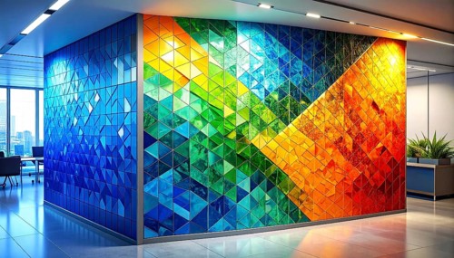 Abstract modern template, geometric effect stylized as mosaic tile, vibrant colorful business