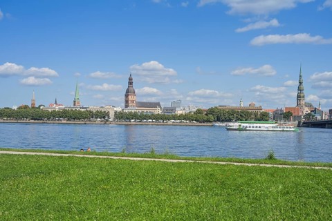 City panorama, Düna River, Old Town, Riga, Latvia