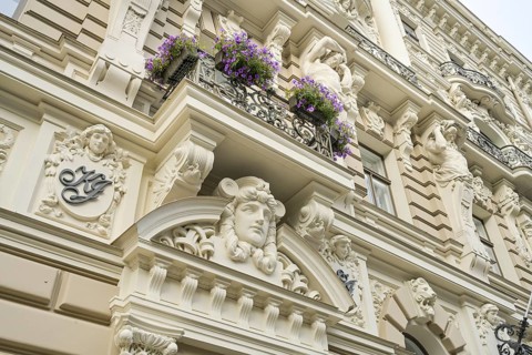 Detail, façade, Art Nouveau residential building, Art Nouveau quarter, Elisabethstraße 33,