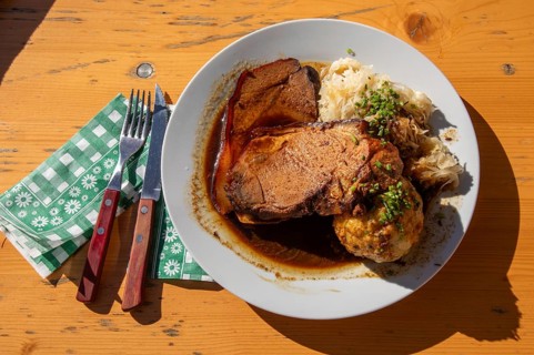 Roast pork with bread dumplings and sauerkraut, Styria, Austria