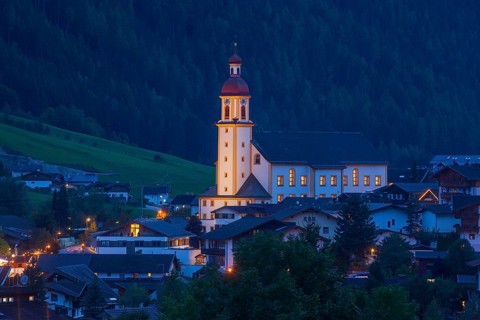 At dusk, Neustift im Stubai Valley, Stubai Valley, Stubai, Tyrol, Austria