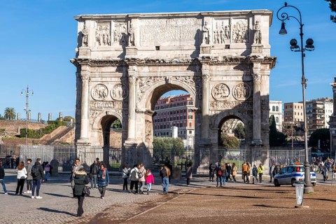Protected Arch of Constantine with marble reliefs marble reliefs relief made of marble with scenes