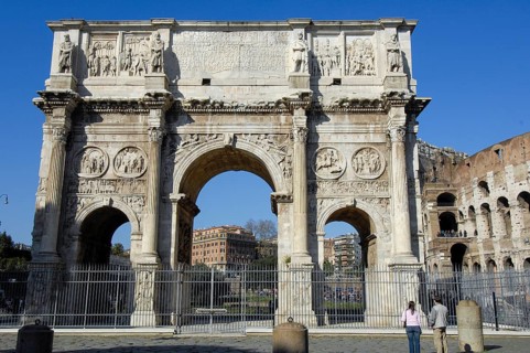 Protected Arch of Constantine with marble reliefs marble reliefs relief made of marble with scenes