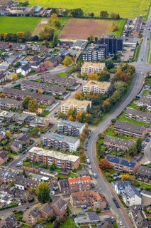 Aerial view, row house apartment houses Duvelskamp, between Westring and Mühlenstraße, autumn