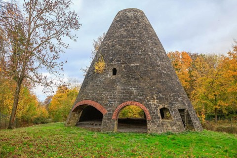 Glassworks tower of the former Steinkrug glassworks on the edge of the Deister, municipality of