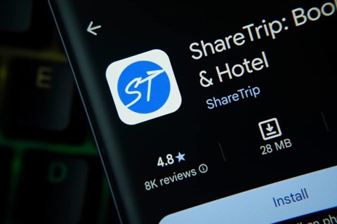 Dhaka, Bangladesh- 27 July 2025: Sharetrip app from Google Playstore is displayed on a smartphone