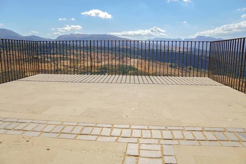 Ronda, malaga, spain Empty outdoor viewpoint balcony offering panoramic summer views of ronda's dry