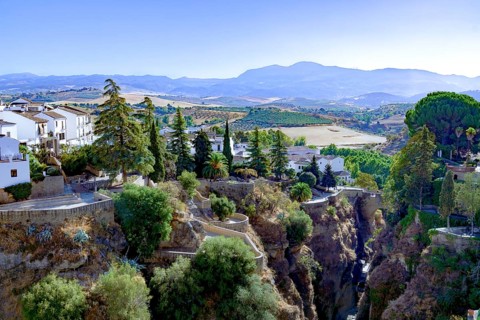Ronda, malaga, spain, a beautiful white village, presenting its unique architecture on the edge of