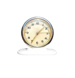 Old soviet antique vintage table clock on a white background