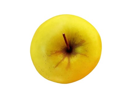 Golden juce sweet apple on white background