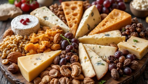 This appetizing cheese board is perfect for a party, gathering, or a special occasion, AI generated
