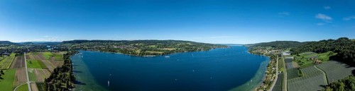 Untersee between Mammern and Eschenz, drone shot, Thurgau, Switzerland
