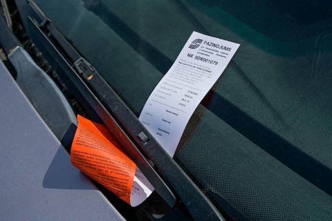 Criminal mandate, windshield, car, Riga, Latvia