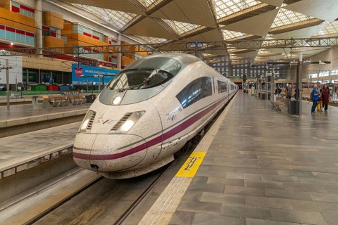 Renfe Class 103 high-speed train, AVE Alta Velocidad Española service, Zaragoza-Delicias railway