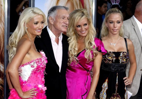Hugh Hefner, Holly Madison, Bridget Marquardt and Kendra Wilkinson at the Los Angeles premiere of