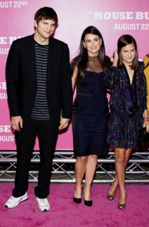 Tallulah Willis, Ashton Kutcher and Demi Moore at the Los Angeles premiere of 'House Bunny' held at