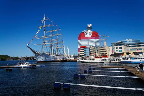 The Lilla Bommen building called Lipstick at harbor on Gota river bank on May 12, 2025 in