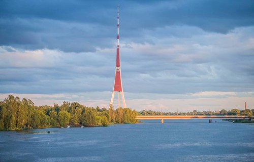 Television tower, river Düna, Riga, Latvia