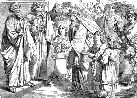Paul and Barnabas are arguing about the question of circumcision in the manner of Moses, Jerusalem,