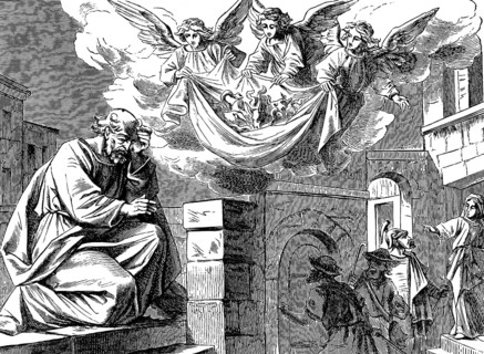 Peter face of the clean and unclean animals, stand on Peter, slaughter and eat, Acts of St. Luke,