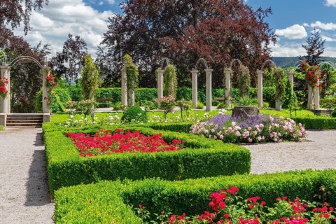 Rosengarten am Rosensteinmuseum, Rosensteinpark, Stuttgart, Baden-Württemberg Germany, Stuttgart,