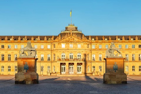 Schlossplatz with New Palace, Stuttgart, Baden-Württemberg, Germany, Stuttgart, Baden-Württemberg,