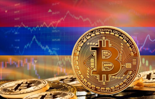 Investors in cryptocurrency and Blockchain Technology in Armenia, Concept. Bitcoin with Armenia