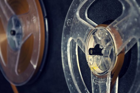 Filtered vintage picture of reel-to-reel audio recorder Prague, Czech republic