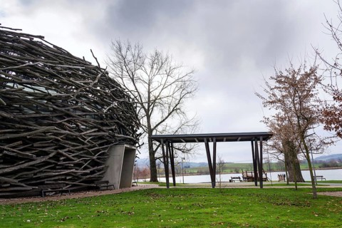 OLBRAMOVICE, CZECH REPUBLIC - NOVEMBER 23 2019: Storks Nest riding arena covered with wood